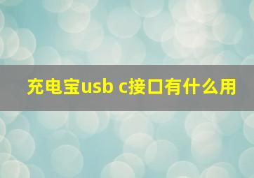 充电宝usb c接口有什么用